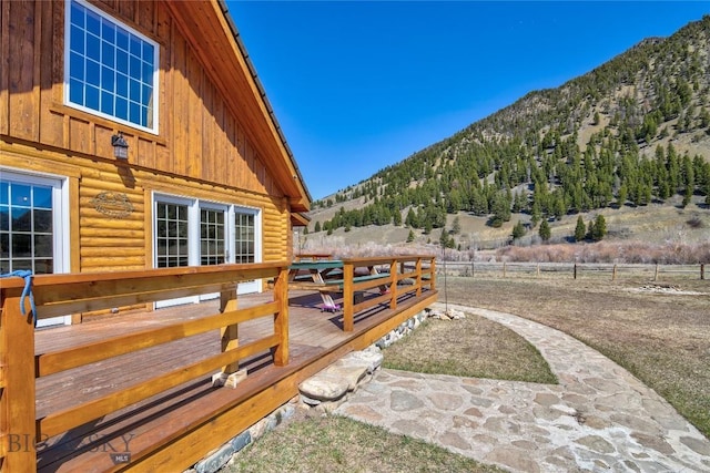 54 Torry Rd, Cameron, MT 59720 - wooden deck featuring a mountain view and fence