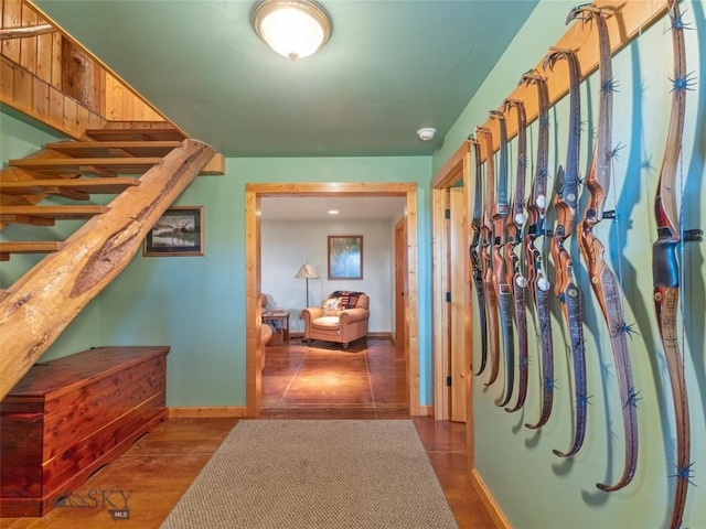 hall featuring dark hardwood / wood-style flooring