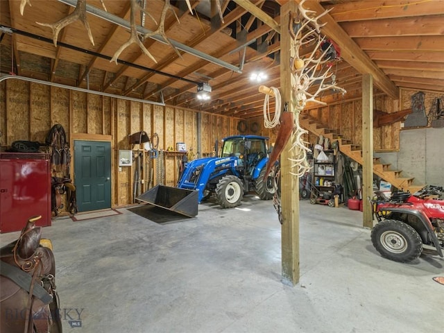 garage with a garage door opener