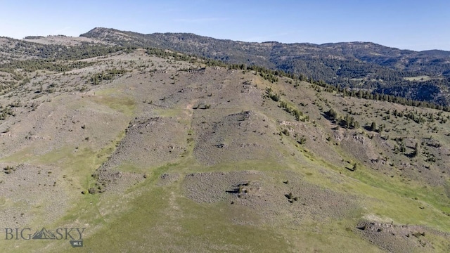 drone / aerial view featuring a mountain view