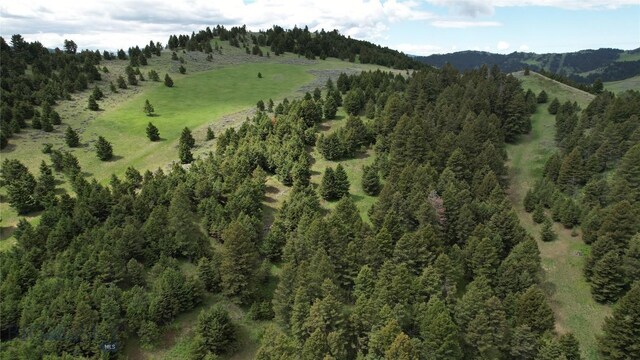 72 Sky Band Trl, Livingston, MT 59047 - aerial overview of property's location featuring a mountainous background and a heavily wooded area