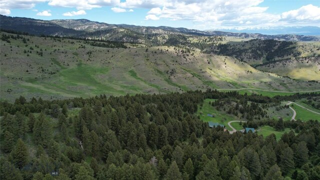 72 Sky Band Trl, Livingston, MT 59047 - aerial view of property and surrounding area with a mountainous background and a forest
