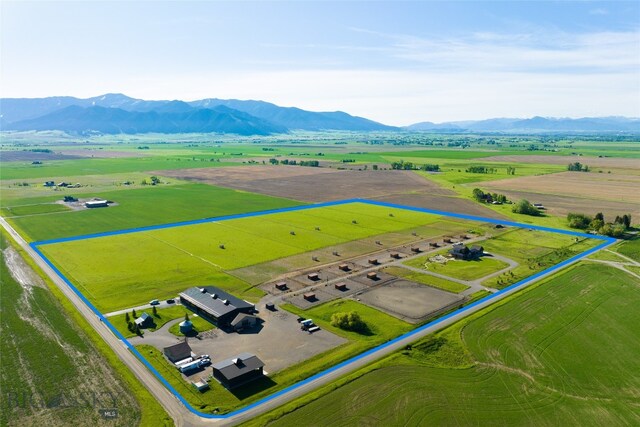 bird's eye view with a rural view and a mountain view