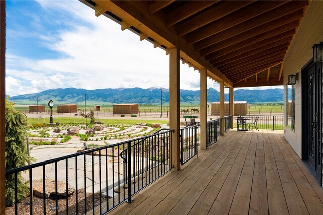 deck featuring a mountain view