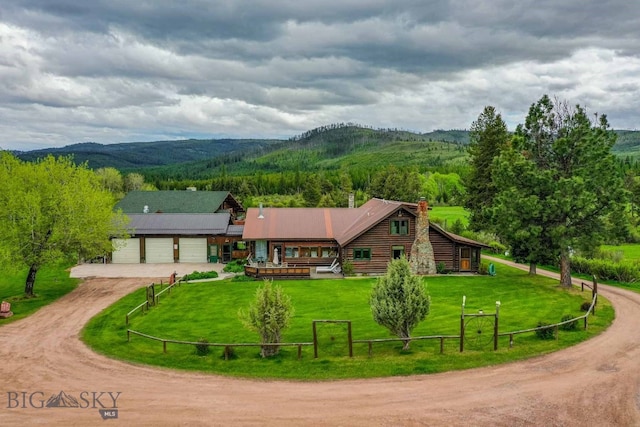 view of property's community featuring a mountain view and a lawn