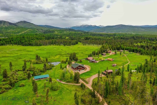 bird's eye view with a mountain view