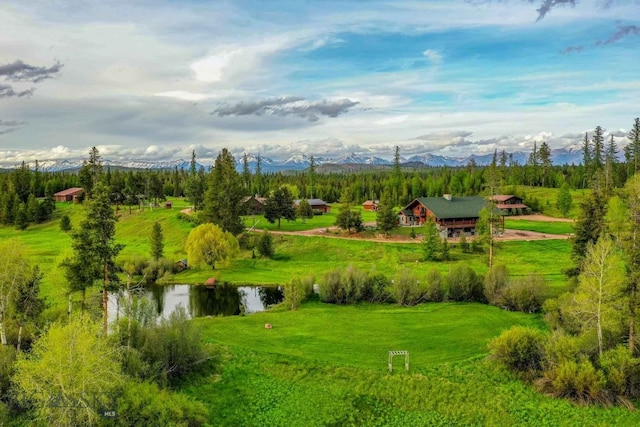 view of home's community with a water and mountain view