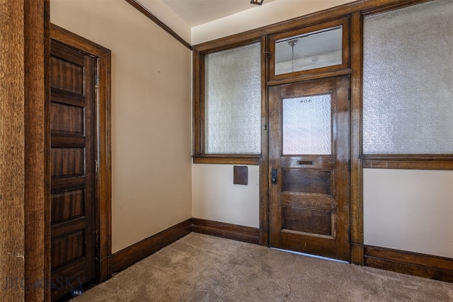 interior space featuring carpet