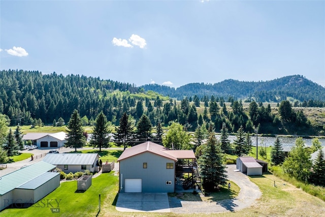 drone / aerial view with a mountain view