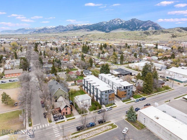 bird's eye view with a mountain view