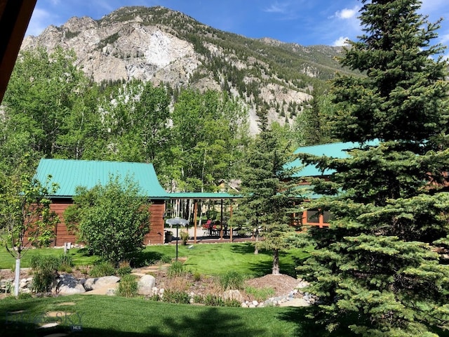 exterior space featuring a mountain view