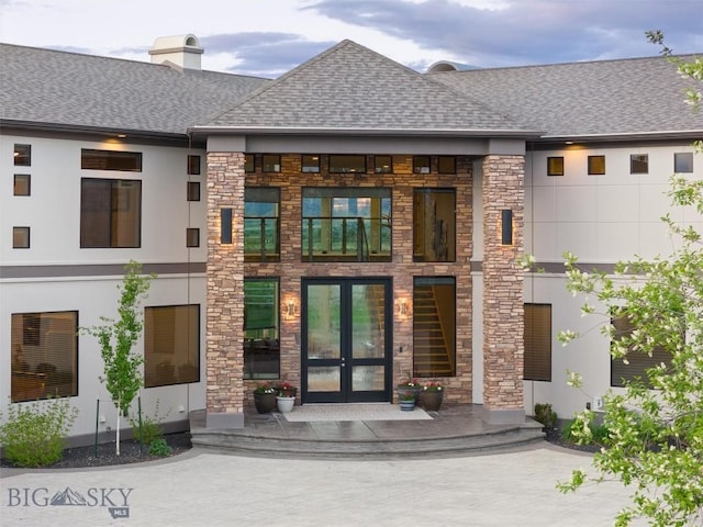 property entrance with french doors