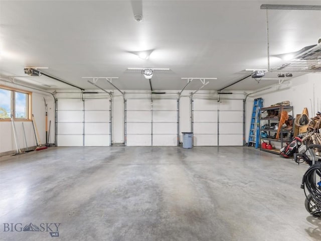 garage with a garage door opener