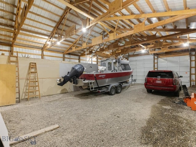 garage with metal wall