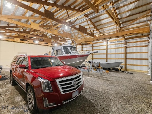 garage featuring metal wall