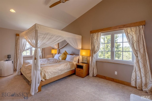 5275 Riverview Dr, Helena, MT 59602 - bedroom featuring multiple windows, carpet flooring, and lofted ceiling