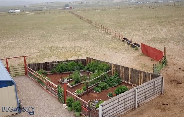 aerial view with a rural view