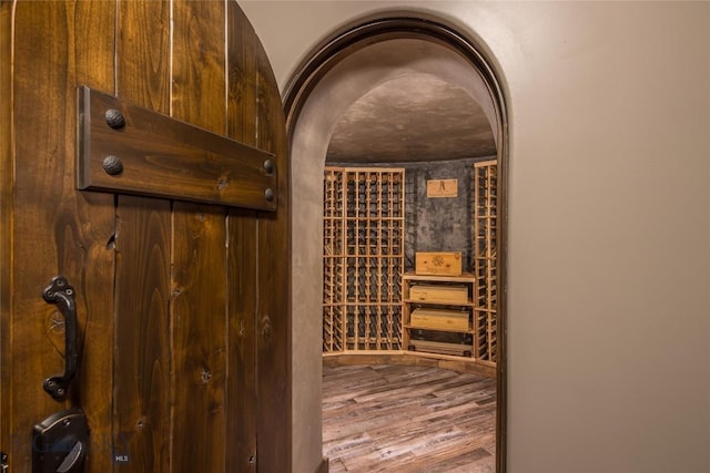 wine room featuring hardwood / wood-style floors