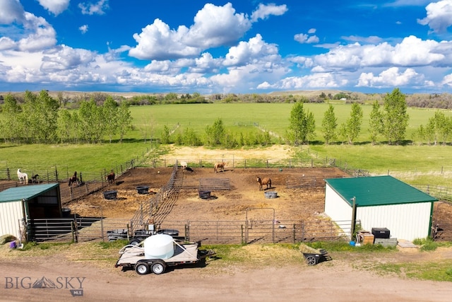 drone / aerial view with a rural view