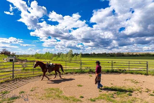 view of yard featuring a rural view