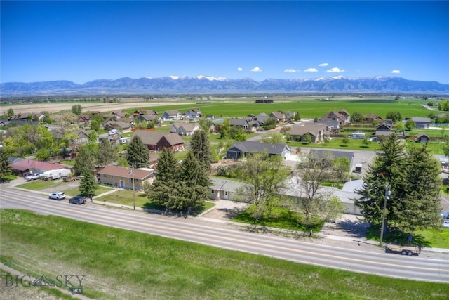 drone / aerial view with a mountain view