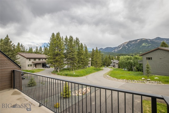 balcony with a mountain view