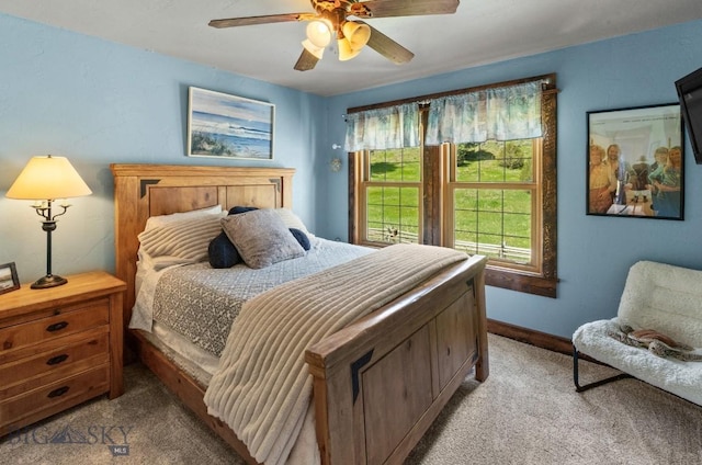 201 Silver Run Rd, Gallatin Gateway, MT 59730 - bedroom with carpet flooring, baseboards, and ceiling fan