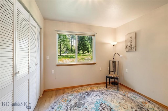 sitting room with wood-type flooring