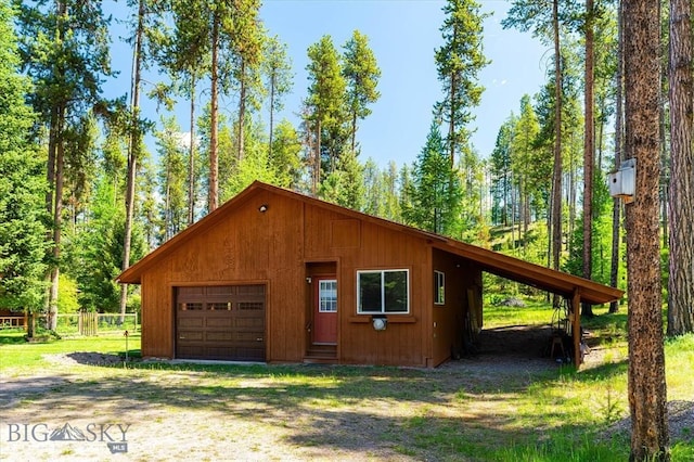 garage with a carport