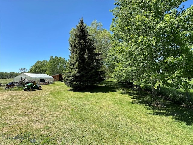 view of yard with an outdoor structure and an outbuilding