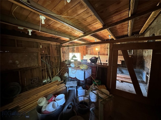 miscellaneous room featuring wooden ceiling