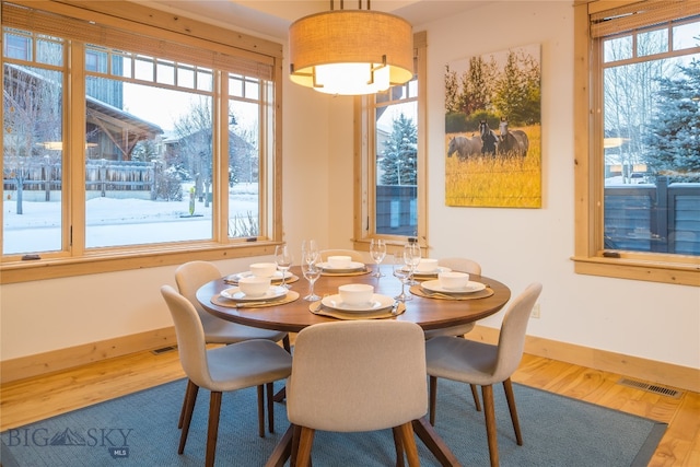 dining space featuring hardwood / wood-style flooring