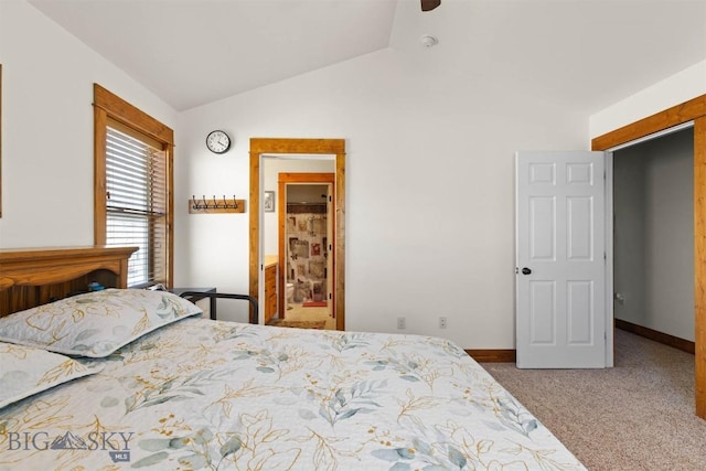 820 Miller Canyon Rd, Three Forks, MT 59752 - carpeted bedroom featuring vaulted ceiling and baseboards