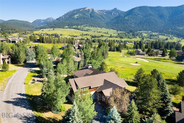 birds eye view of property with a mountain view