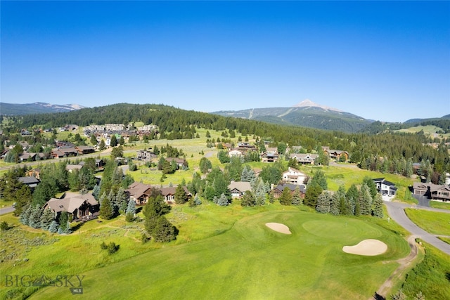 bird's eye view with a mountain view