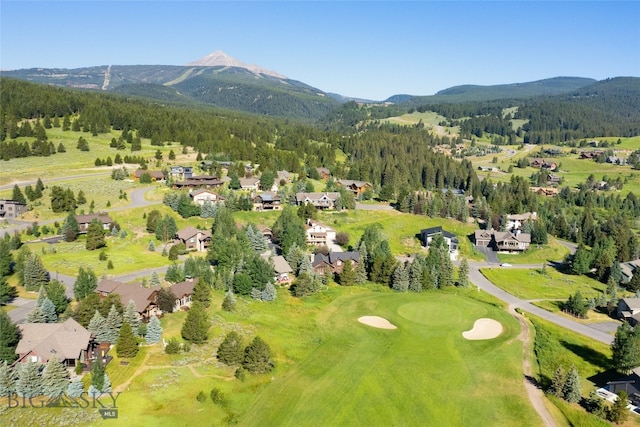 birds eye view of property with a mountain view