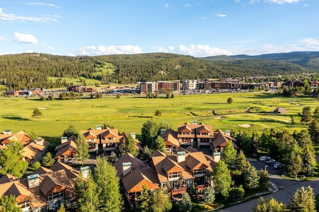 birds eye view of property with a mountain view