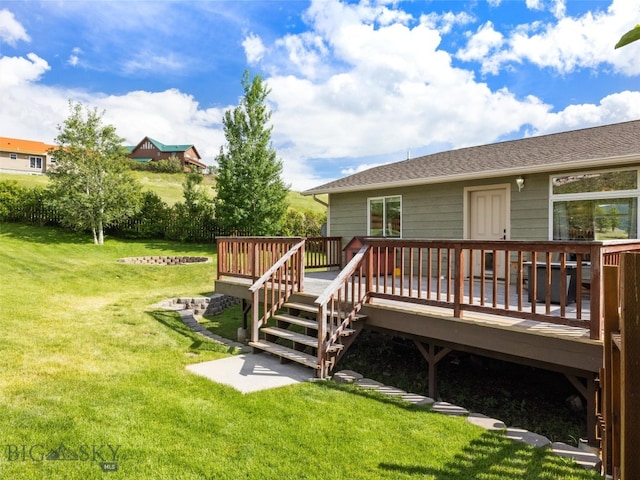 view of yard featuring a deck