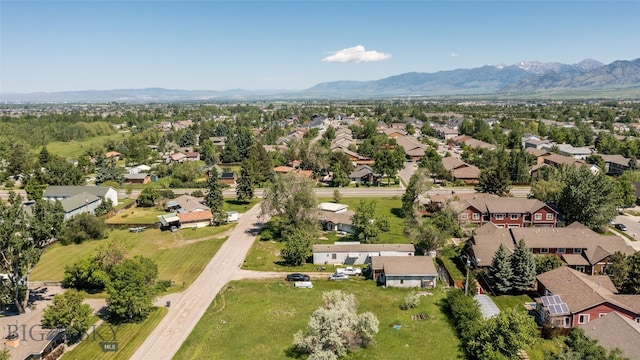 drone / aerial view with a mountain view