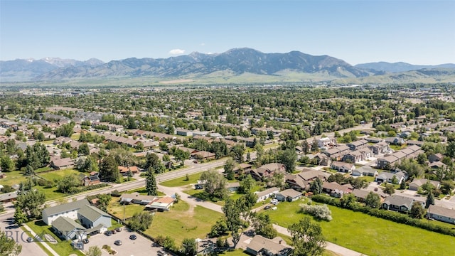 bird's eye view with a mountain view