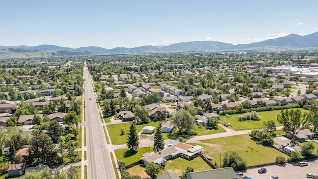 bird's eye view with a mountain view