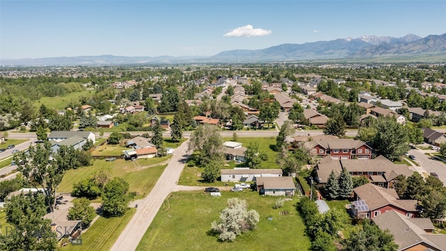 bird's eye view with a mountain view