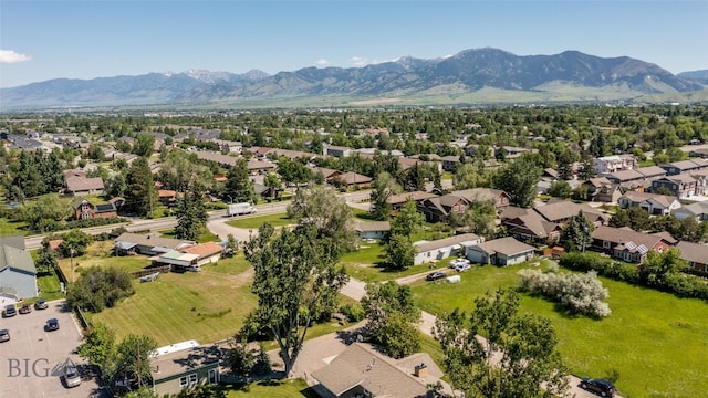 drone / aerial view with a mountain view