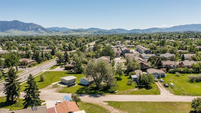 birds eye view of property with a mountain view