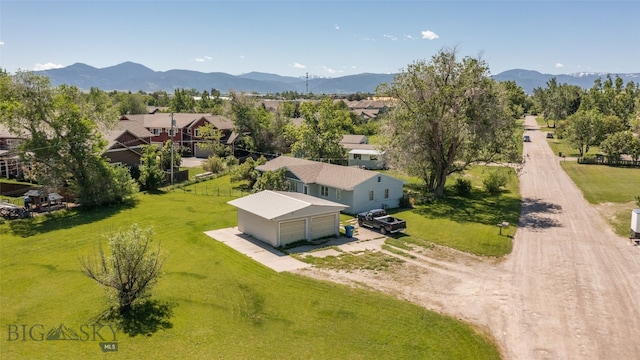 bird's eye view featuring a mountain view