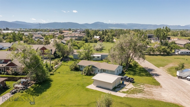 bird's eye view with a mountain view