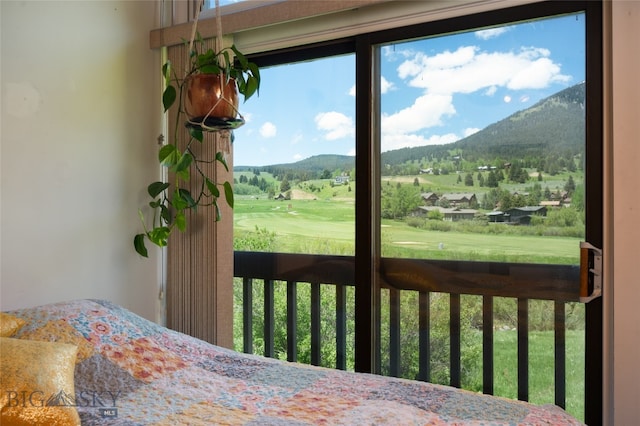 interior space featuring a mountain view