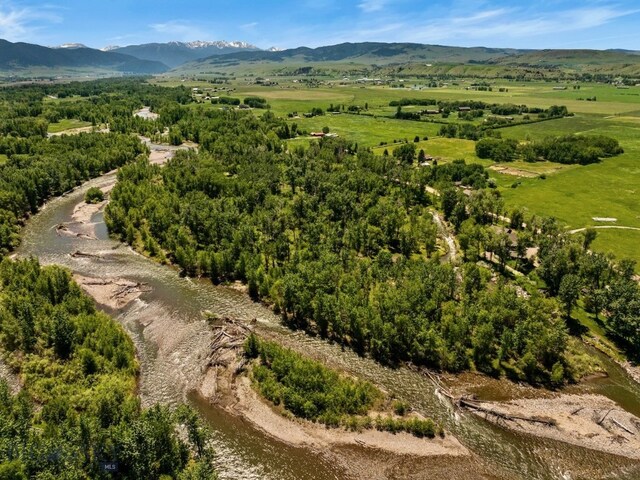 birds eye view of property featuring a mountain view