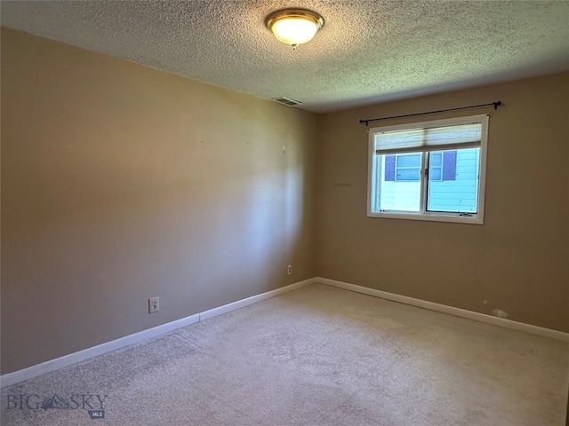 spare room with carpet and a textured ceiling