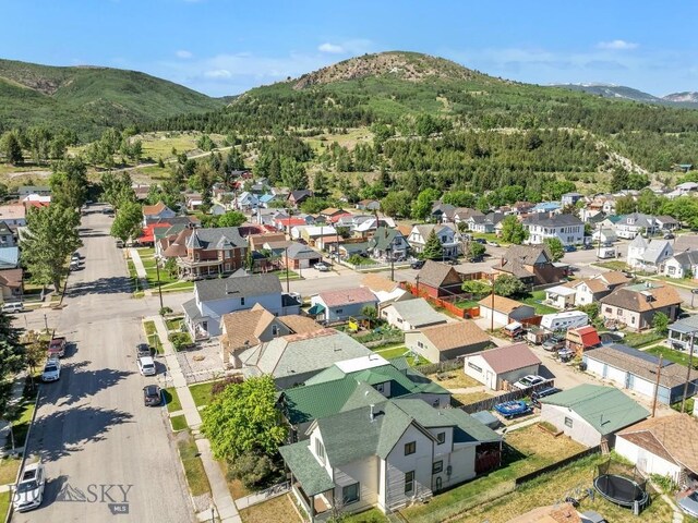 aerial view with a mountain view